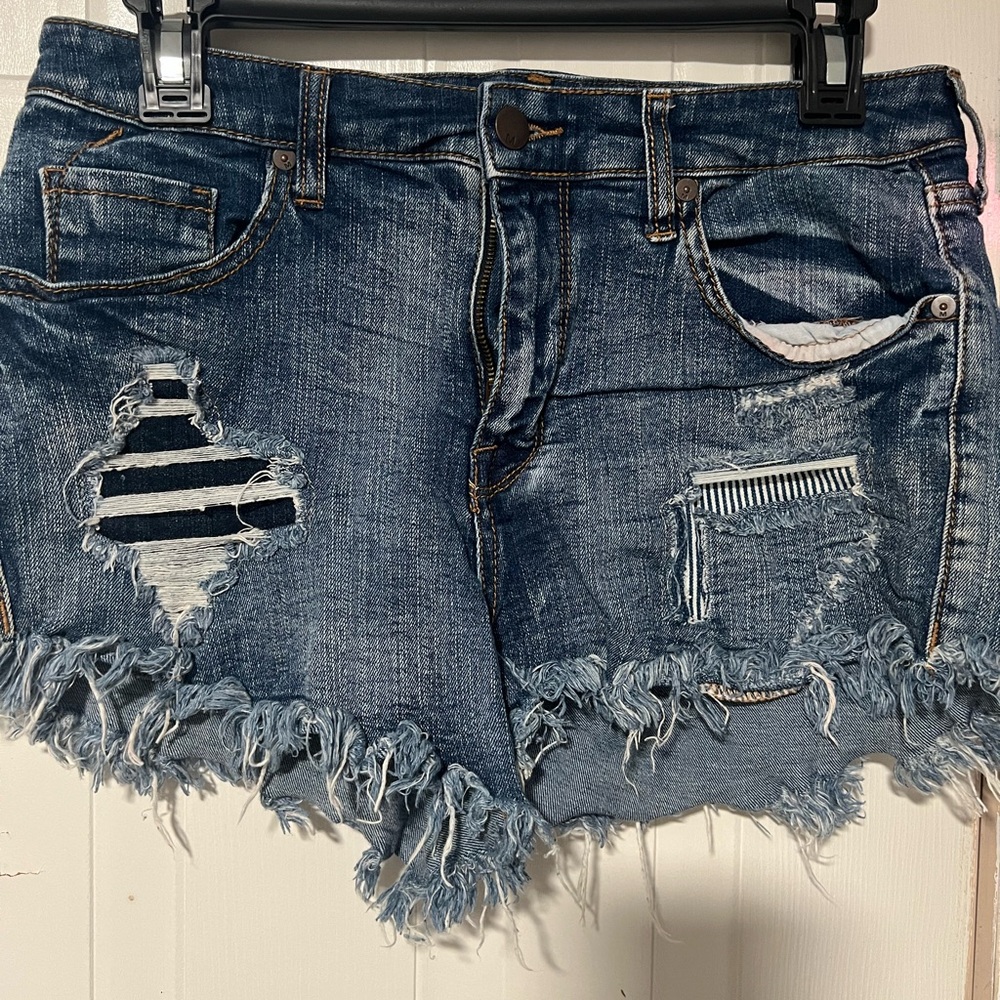 Mossimo Supply Co. Blue Distressed Jean Shorts